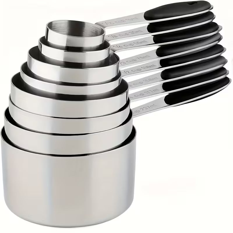 Fastest delivery: 5 BUSINESS DAYSBlack and Colorful 8pcs Stainless Steel Measuring Cup Set, Includes 8 Stackable — view 8
