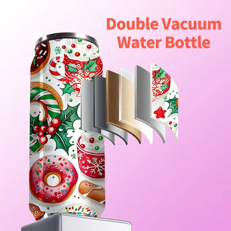 Gingerbread Man And Candy Cane, Christmas-Themed, 16.91oz Cup with Lid - Made of 304 Stainless Steel, Reusable — view 12
