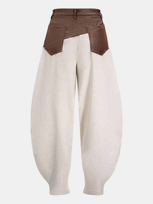 Faux Leather Patchwork Trousers