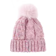 Women'S Winter Beanie Hat with Large Fluffy Pom Pom, Speckled Multicolor Tweed Effect Cuffed Skull Cap, Retro — view 8