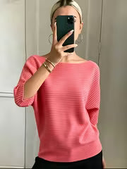Women'S Elegant Off-Shoulder Solid Batwing Short-Sleeve Sweater, Soft Half-Sleeve Top for Daily Casual And Party — view 2
