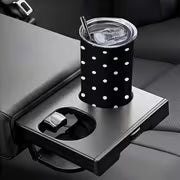 1pc 20Oz Black And White Polka Dot Pattern Stainless Steel Insulated Tumbler Coffee Office Travel Mug with Lid — view 6