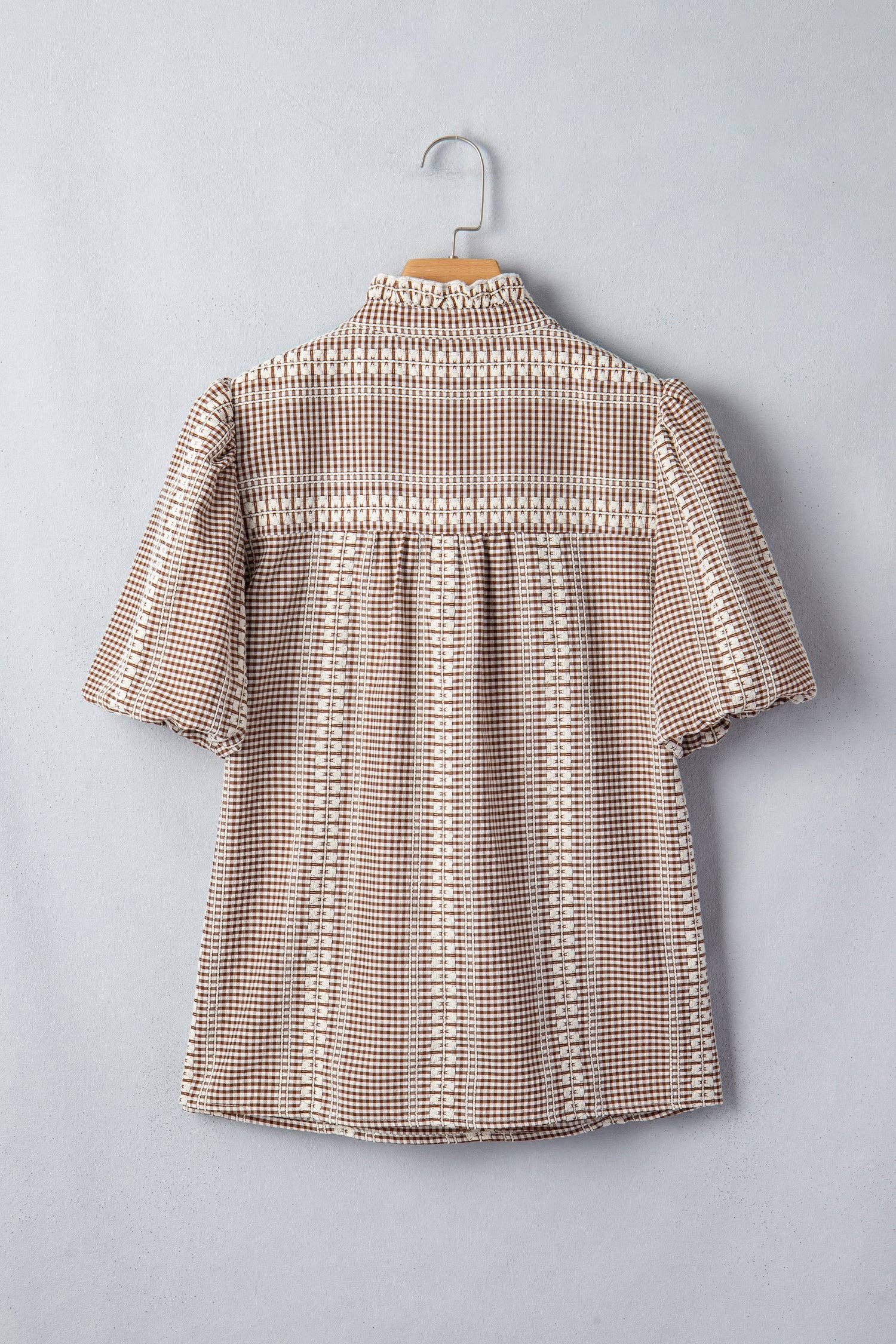 PRETTY BASH Western Pony Embroidered Gingham Blouse
