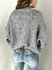 2026 Fall Winter New Women Chunky Sweater, Hollow Out Speckled Oversized Long Sleeve Pullover, Lazy French Style — view 4