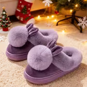 New Autumn/Winter Single-Ball Rabbit Ear Design Warm Slippers for Men And Women - Couple'S Home Shoes with Thick — view 8