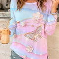 Women'S Spring Summer Autumn Round Neck Thin Pink Butterfly