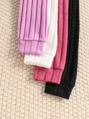 Girls' Clothing 4-Piece Set: Comfortable and Versatile Long-Sleeve Ribbed Knit Tops for Spring, Autumn, and — view 4