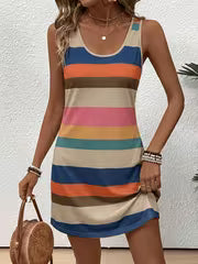 Women's European and American Style Round Neck Sexy Sleeveless Casual Polka Dot Print Tank Dress — view 3