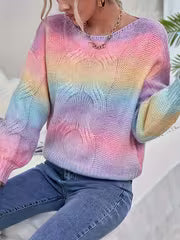 Autumn-Winter New Arrival: Trendy Loose-Fit Gradient Long-Sleeve Pullover for Women - Versatile, Elegant Retro — view 1