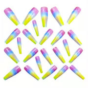 24pcs Medium Long Coffin Press on Nails - French Style Glossy Fake Nails Reusable Artificial Nails for Women — view 5