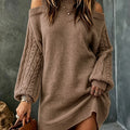 Retro Off-Shoulder High-Neck Dress