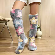 Women'S Over-The-Knee Plush Home Warm Boots, Random Star Print Long Floor Slippers, Floor Socks, Soft Sole — view 2