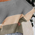 Women'S Color-Blocked Boat Neck Loose Fit Pullover Sweater