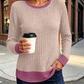 Women's Color Blocked Pit Stripe Round Neck Long Sleeved