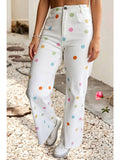 Ldc High Waist Polka Dot Straight Leg Casual Jeans