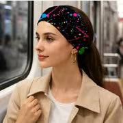 2D Flat, Neon Splash Graffiti Headband - Non-Slip Wide Sweat-Absorbing Hair Suitable for Yoga, Gym, Running — view 3