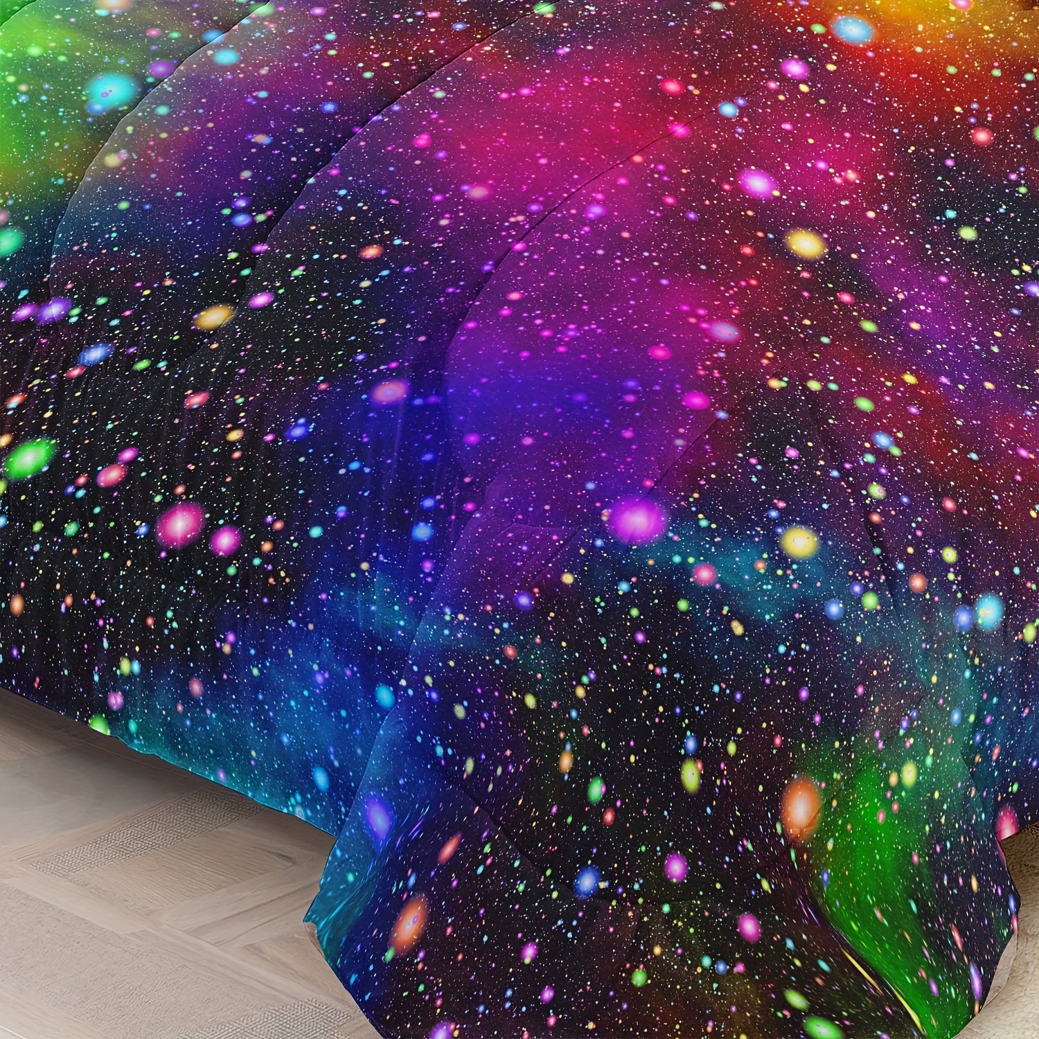 2/3pcs Rainbow Galaxy Printed Comfortable Comforter Set