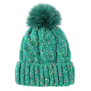 Women'S Winter Beanie Hat with Large Fluffy Pom Pom, Speckled Multicolor Tweed Effect Cuffed Skull Cap, Retro — view 7