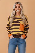 The Borrowed Silhouette | Striped Drop-Shoulder Chest-Pocket Sweater — view 1 of 4