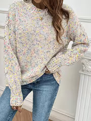 Women's Warm Winter Sweater Color-Block Pullover Sweater - Soft Round Neck Sweaters Suitable for Fall/Winter — view 3