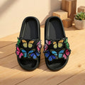 Casual Open-Toe Shoes Featuring Vibrant Butterfly Designs, Perfect for The Beach with a Lightweight And Soft Sole., Women Shoes