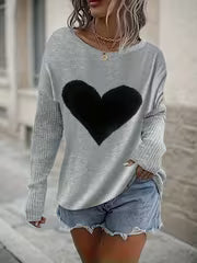 Women'S Long-Sleeve Sweater with a Heart-Shaped Design for Autumn And Winter — view 3