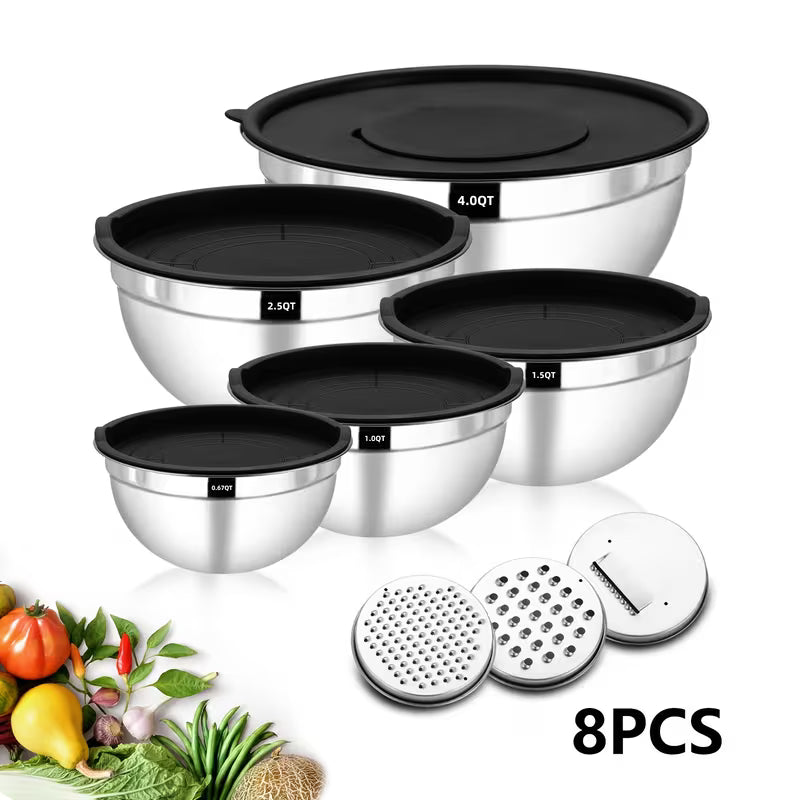 Set Of 8/15 Sealed Mixing Bowls, Made Of Rust-resistant Stainless Steel. Multiple Sizes Meet Daily Needs And — view 12