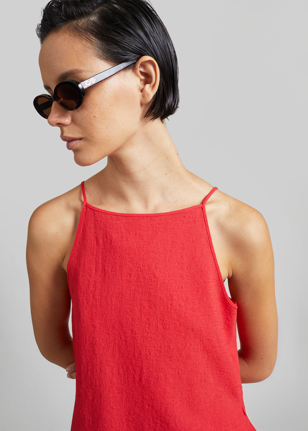 The Red You Answer To | Ribbed Lyocell Scoop-Neck Tank, Relaxed Fit