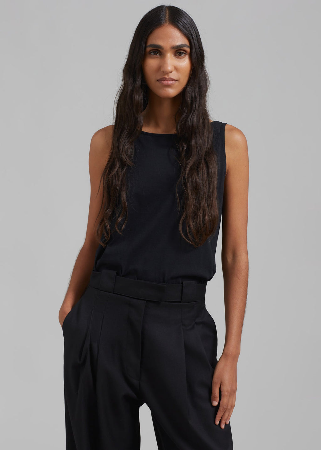 The Red You Answer To | Ribbed Lyocell Scoop-Neck Tank, Relaxed Fit