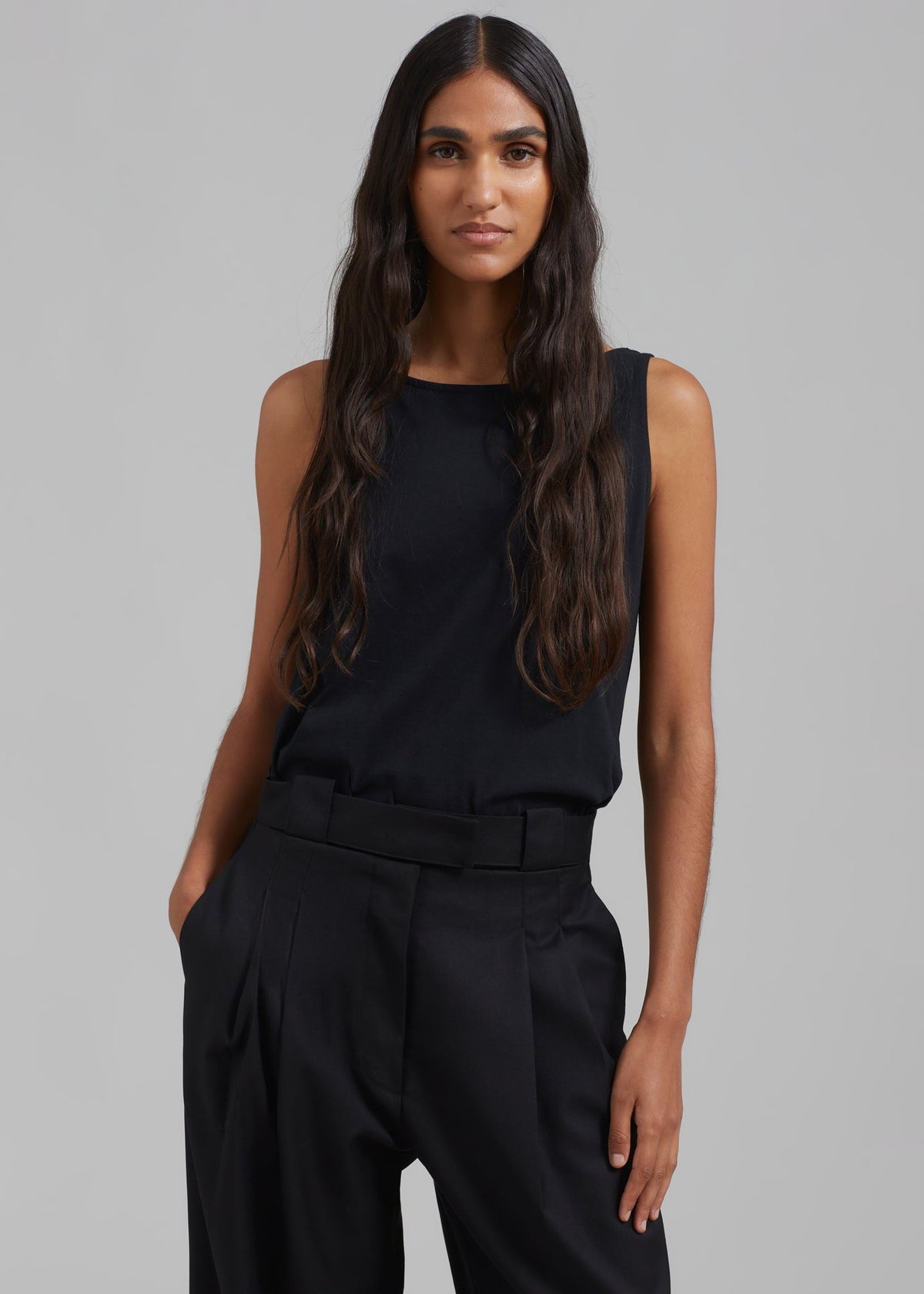 The Red You Answer To | Ribbed Lyocell Scoop-Neck Tank, Relaxed Fit