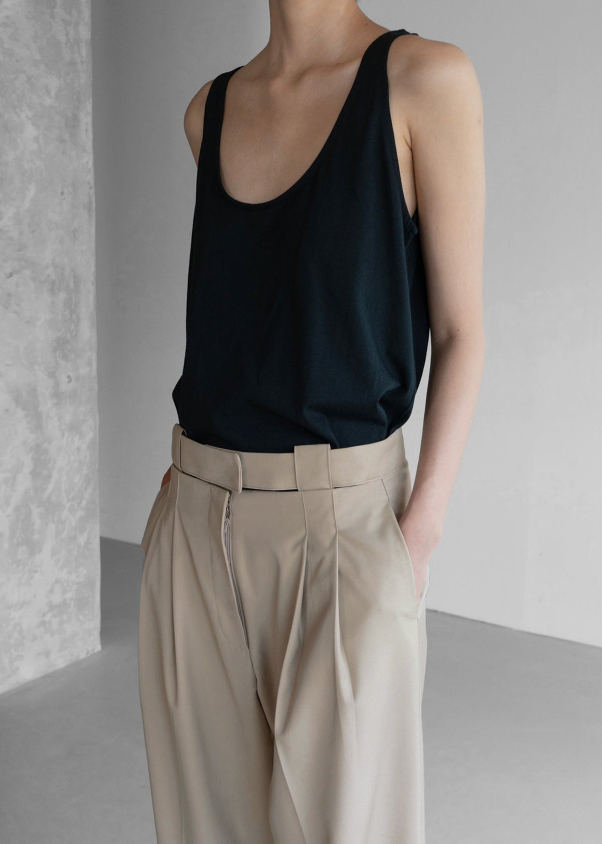 The Red You Answer To | Ribbed Lyocell Scoop-Neck Tank, Relaxed Fit
