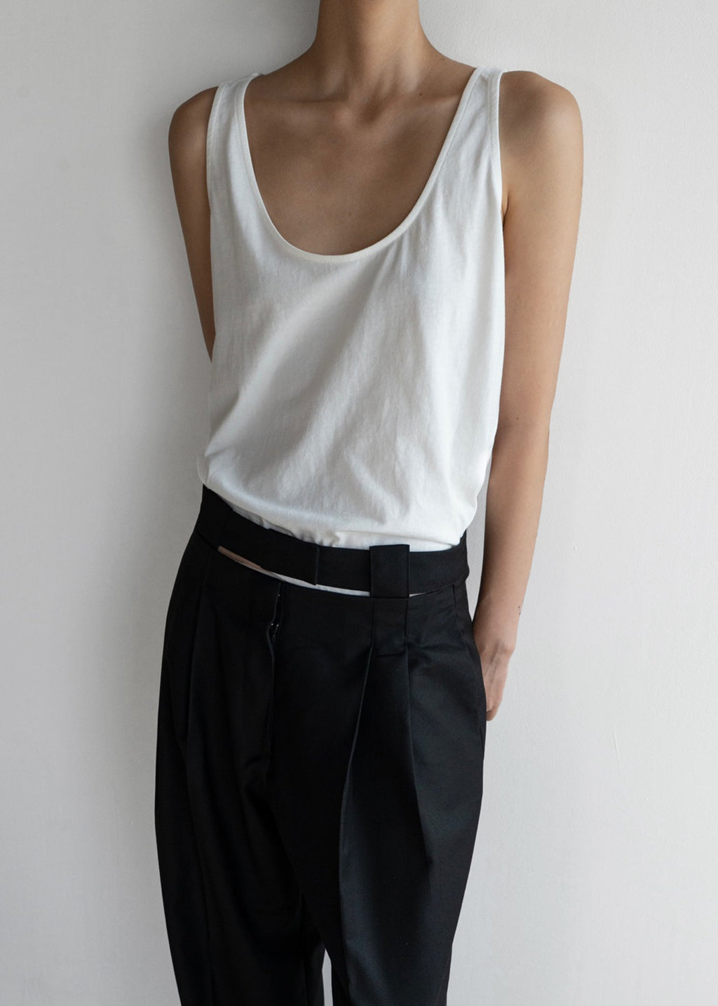 The Red You Answer To | Ribbed Lyocell Scoop-Neck Tank, Relaxed Fit