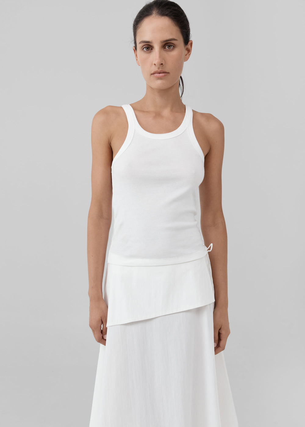The Red You Answer To | Ribbed Lyocell Scoop-Neck Tank, Relaxed Fit