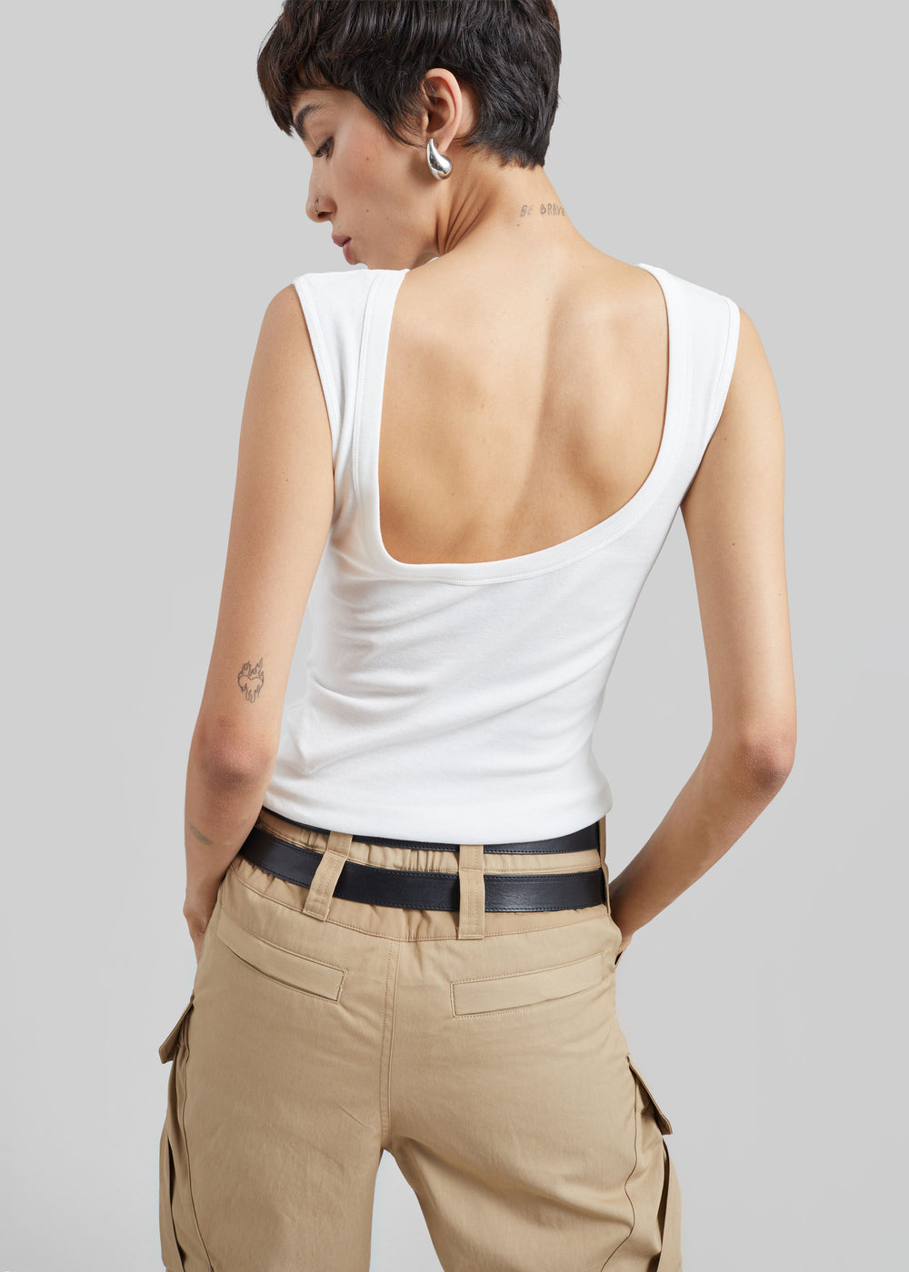The Red You Answer To | Ribbed Lyocell Scoop-Neck Tank, Relaxed Fit