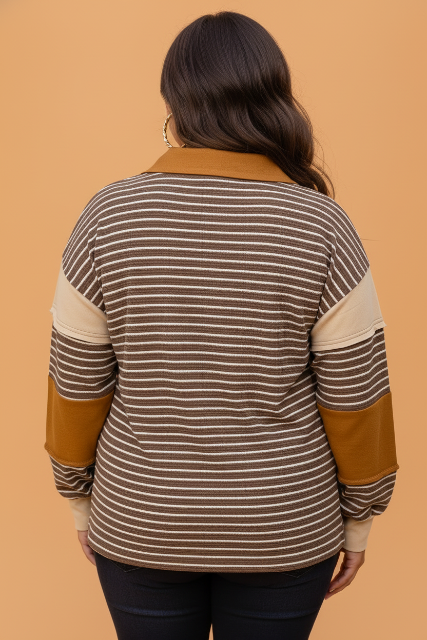 The Open Invitation | Striped V-Neck Long-Sleeve Top, Plus Size — view 2 of 3