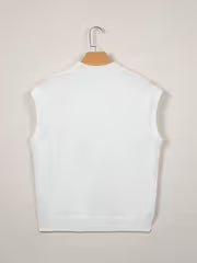 Bright Green Corded Horseshoe Ribbed Trim Mock Neck Short Sleeve Sweater — view 6