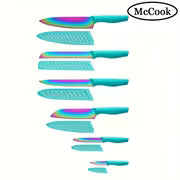 Mccook 6pcs/Set TEA37 Non-Stick Coated High Carbon Stainless Kitchen Rainbow Knife Set with Sheath, Dishwasher — view 3