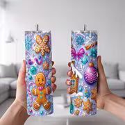 1pc 20oz Christmas Gingerbread for Man And Snow House Pattern Stainless Steel Insulated Tumblers Coffee Office — view 2
