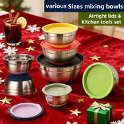 Set Of 8/15 Sealed Mixing Bowls, Made Of Rust-resistant Stainless Steel. Multiple Sizes Meet Daily Needs And — view 7