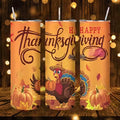 1pc 20oz Happy Thanksgiving Turkey Pumpkin Autumn Leaves Stainless Steel Insulated Tumblers Coffee Office Travel — view 1