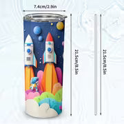 1pc 20oz Colorful Space Rocket Astronaut Planet Universe Stainless Steel Insulated Tumblers Coffee Office Travel — view 3