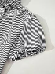 Women's Elegant Striped Puff Sleeve Ruffle Collar Casual Shirt — view 6