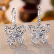 Super Sparkly Dynamic Butterfly Earrings, Vintage-Style Fashionable Stud Earrings, Ear Hook Jewelry — view 1