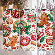 Gingerbread Man And Candy Cane, Christmas-Themed, 16.91oz Cup with Lid - Made of 304 Stainless Steel, Reusable — view 1