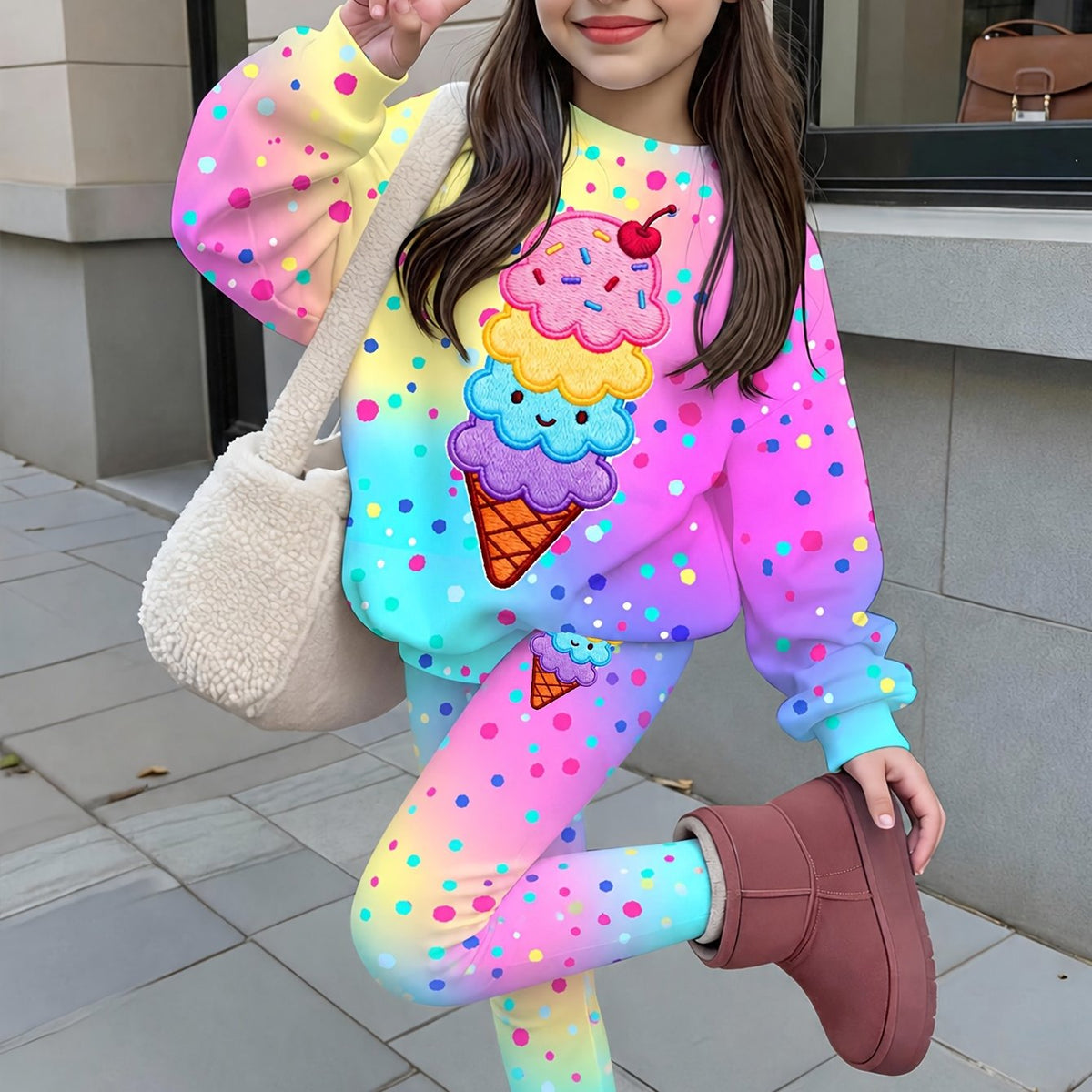[Girls' Sweatshirt & Pants Set] Girls' Casual 2pcs Set