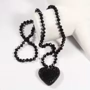 Retro Bohemian Sparkling Heart Pendant Necklace with Rhinestone Decoration Perfect Valentine'S Day Gift for — view 13