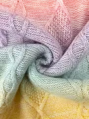 Women's 2026 Early Spring New Dopamine Gradient Color Sweater - Geometric Stripe Twisted Rope Crew Neck Drop — view 3