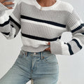 Striped Round-neck Cropped Sweater