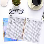 Receipts, Kept | 4pc Marble Accounting Ledger Books, Spiral Bound, 200 Sheets Total