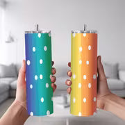 1pc 20Oz Rainbow Polka Dot Stainless Steel Insulated Tumbler with Lid, Leakproof BPA Free Travel Coffee Mug — view 2
